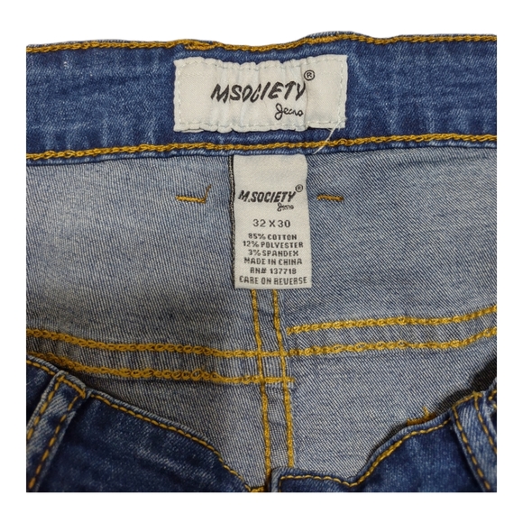 M.SOCIETY SLIM FIT JEAN INDIGO Size 32 x 30 Pressed Stretched Skinny - Picture 3 of 13